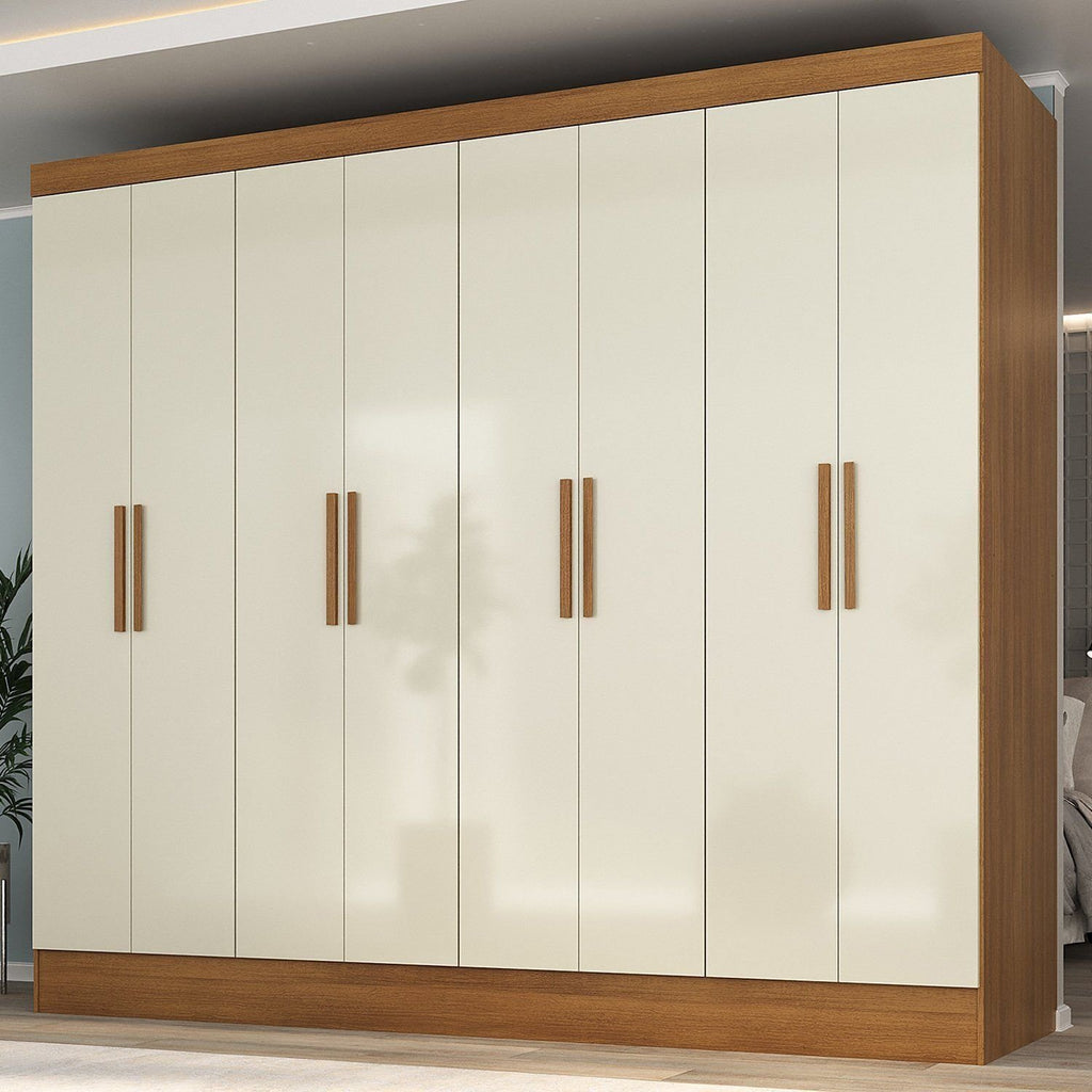 Guarda-Roupa Casal 8 Portas 4 Gavetas Jatobá Yescasa 100% MDF Cinamomo/Off White