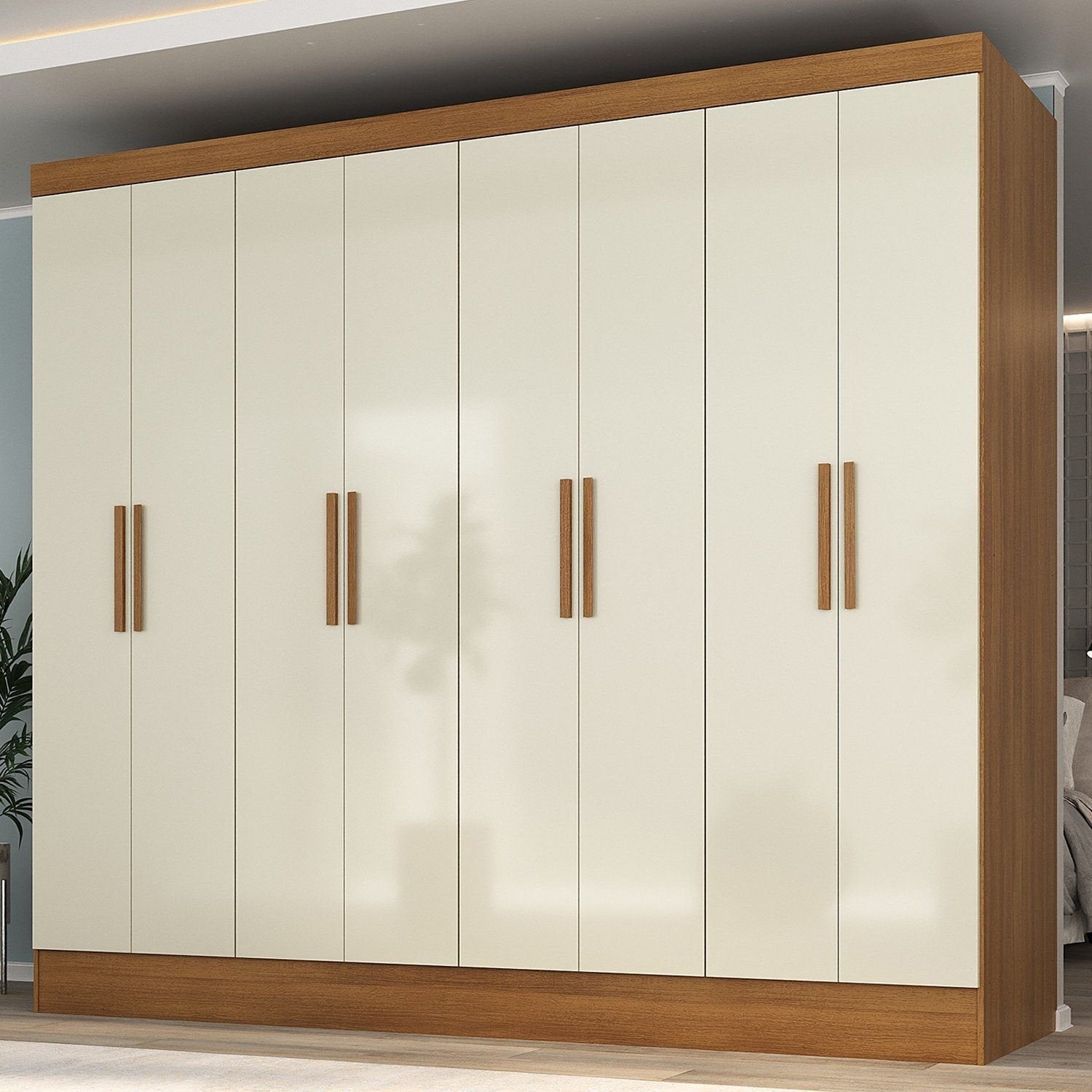 Guarda-Roupa Casal 8 Portas 4 Gavetas Jatobá Yescasa 100% MDF Cinamomo/Off White