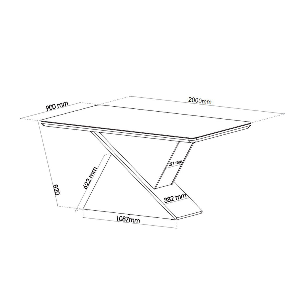 Mesa de Jantar Retangular Pipa com 8 Cadeiras Madeira Maciça Vegas Yescasa Cinza/Mel/Grafite
