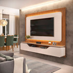 Painel Ripado para TV até 70 Polegadas Treviso 100% MDF 210cmx180cm com LED Dj Móveis