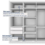 Guarda-Roupa Casal 4 Portas de Correr 4 Gavetas Zara Yescasa MDP Branco