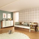 Quarto Infantil Completo com Cama de Solteiro 3 em 1 e Cômoda 10 Gavetas em MDF Premium Helena e Alice FD