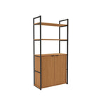 Estante de Livros Industrial em Aço com 2 Portas e 2 Prateleiras 151x72cm Canela/Preto