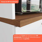 Balcão de Cozinha 2 Portas 80cm com Tampo Emily Espresso Móveis Branco/HP/Nature