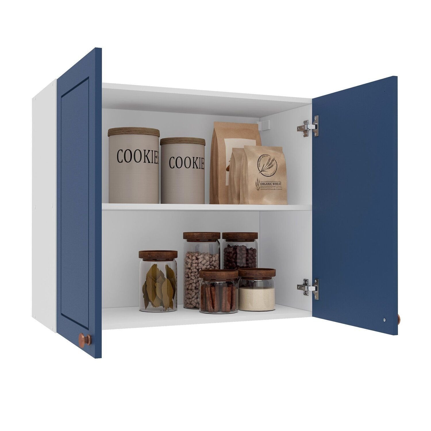 Armário Aéreo 2 Portas 80cm Pérola Yescasa Azul/Branco