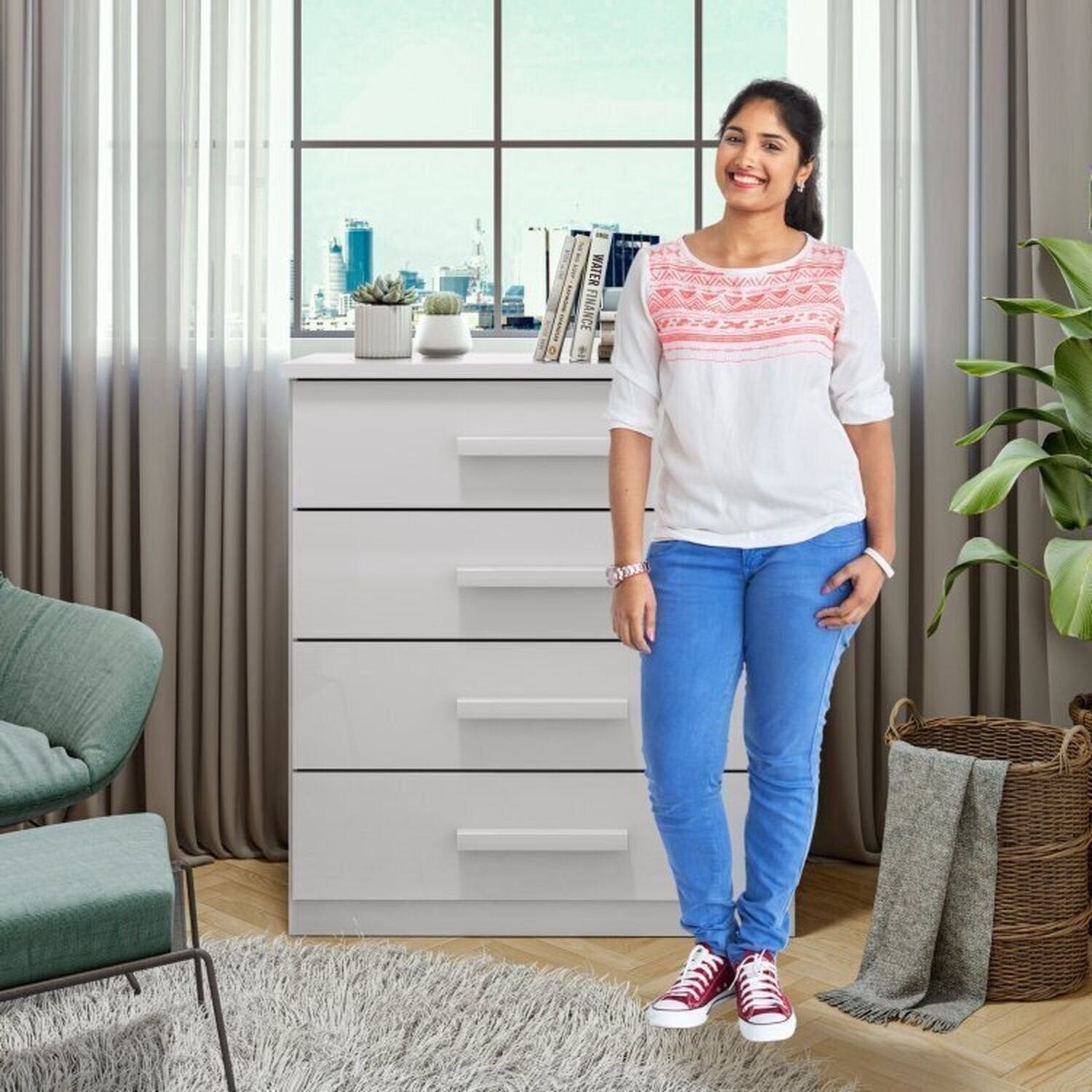 Conjunto Quarto Infantil Completo Beliche Escrivaninha Cômoda e Guarda-Roupa Branco Móveis Lopas