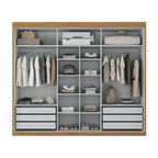 Guarda-Roupa Casal 3 Portas de Correr 6 Gavetas Spazio Yescasa MDP Off White/Cinamomo