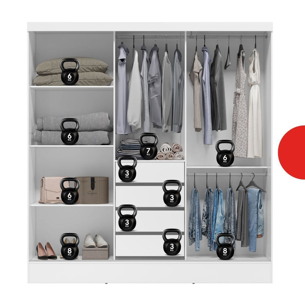 Guarda-Roupa Casal 3 Portas de Correr 4 Gavetas Plata Demóbile MDP Branco