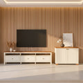 Conjunto Sala de Estar 2 Peças com Rack 2,10 e Armário 2 Portas Ananda CabeCasa MadeiraOriginals Branco Off White/Mel