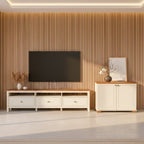 Conjunto Sala de Estar 2 Peças com Rack 2,10 e Armário 2 Portas Ananda CabeCasa MadeiraOriginals Branco Off White/Mel