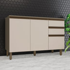 Balcão Pia 2 Gavetas 3 Portas 120cm Connect Henn Cinza/Duna/Cristal