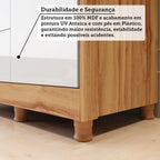 Cômoda de Bebê 120,3cm 1 Porta com Janela e 4 Gavetas Maya Provençal Yescasa Branco/Brilho/Amêndoa
