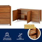 Conjunto Buffet e Cristaleira Madeira Maciça Primavera CabeCasa MadeiraOriginals Marrom