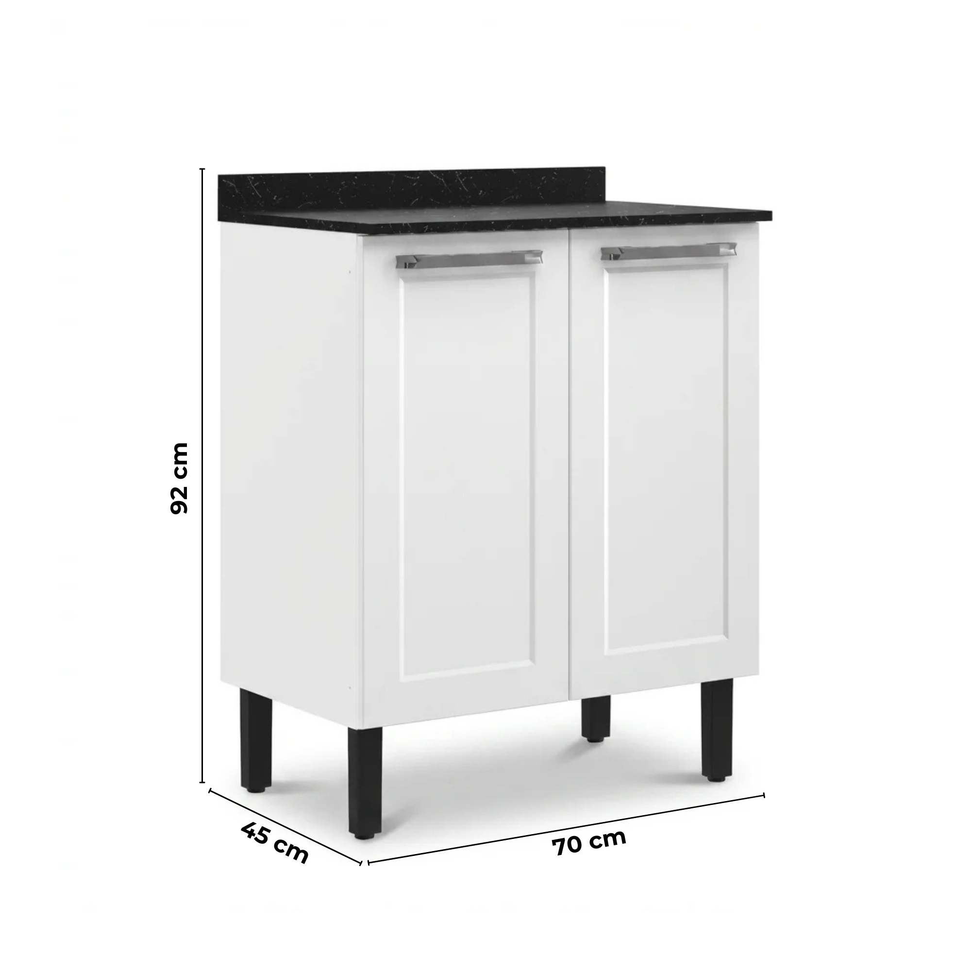 Balcão Cozinha em Aço 2 Portas 70cm com Tampo Florença Itatiaia Branco