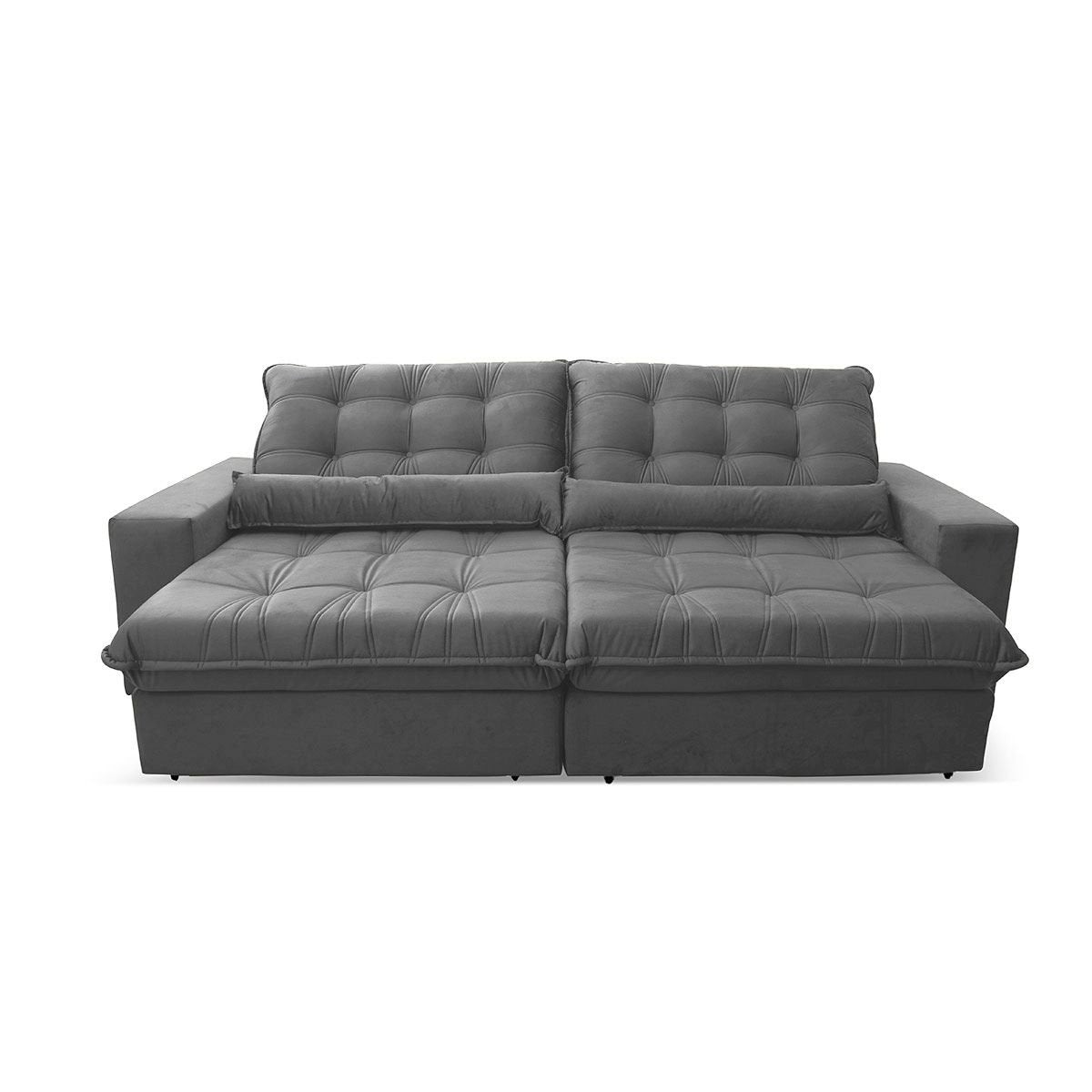 Sofá Retrátil e Reclinável Zurique 2,50m Suede Velut com Molas no Assento King House