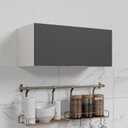 Armário Aéreo Porta Basculante 80cm Puxador 150cm Ipanema CabeCasa MadeiraOriginals Fendi Trama/Branco