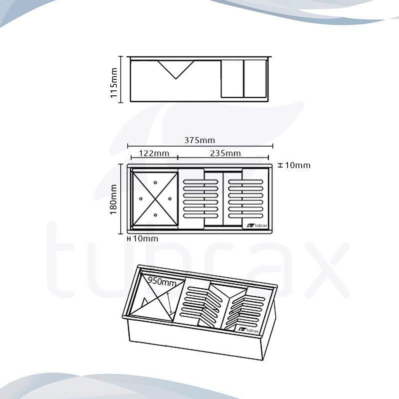 Canal Organizador Gourmet Úmido Escorredor 37,5 cm Aço Inox 304 2 Módulos Tubrax UAC0005-N