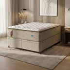 Cama Box Baú Colchão Casal Queen Probel Guarda Costas Max Pillow Top 158x198x81cm Bege