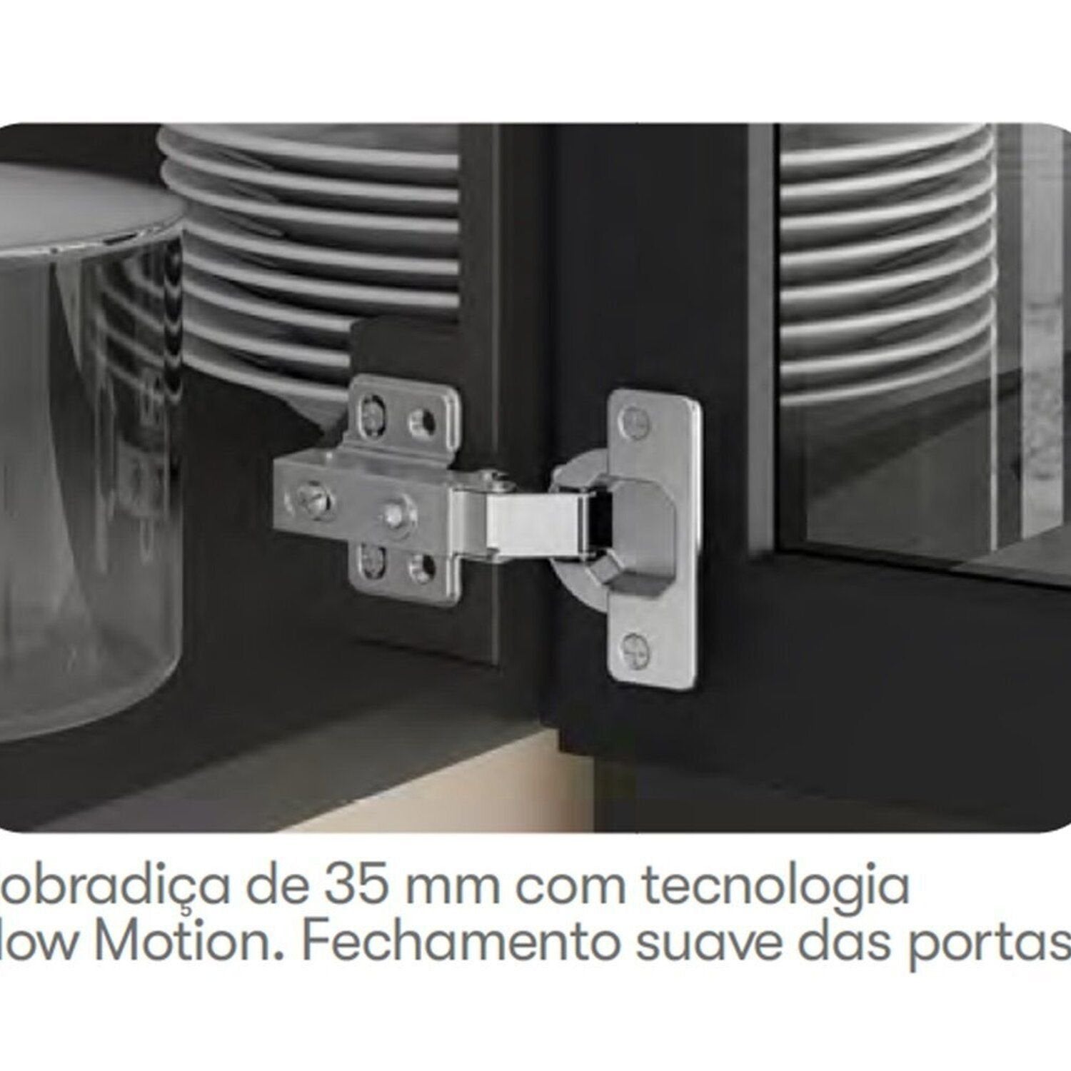 Cozinha Modulada em Aço 5 Peças 8 Portas 3 Gavetas Cristaleira com Rodapé PVC Exclusive Itatiaia Preto/Grafite