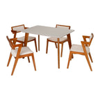 Conjunto Sala de Jantar Mesa Verona Tampo Vidro e MDF com 4 Cadeiras Ímola Authentic Off White Espresso Móveis
