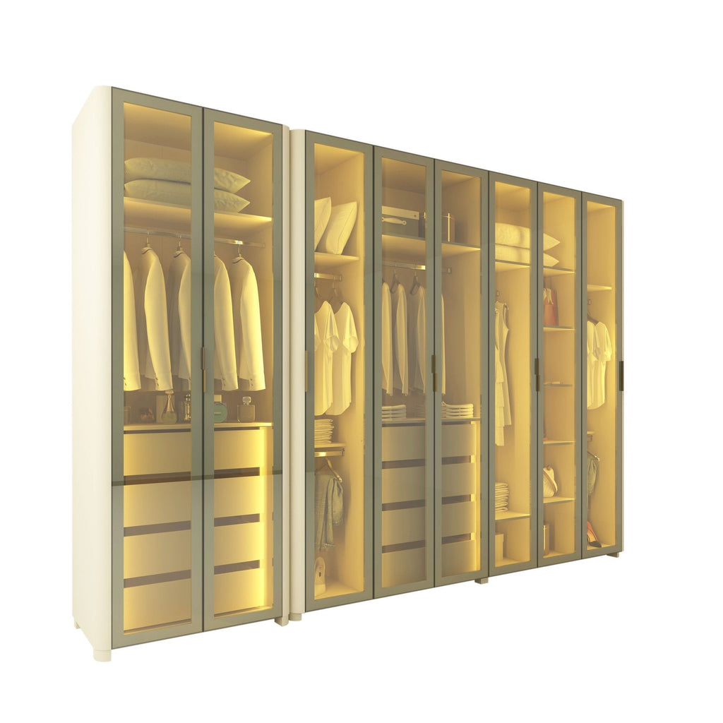 Guarda-Roupa Modulado Reflecta Innova 8 Portas 341,4cm x 240cm Mod 012 100% MDF Bege/Off White