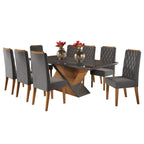Conjunto Sala de Jantar Mesa Retangular Tampo Vidro e MDF com 8 Cadeiras Iza Viero