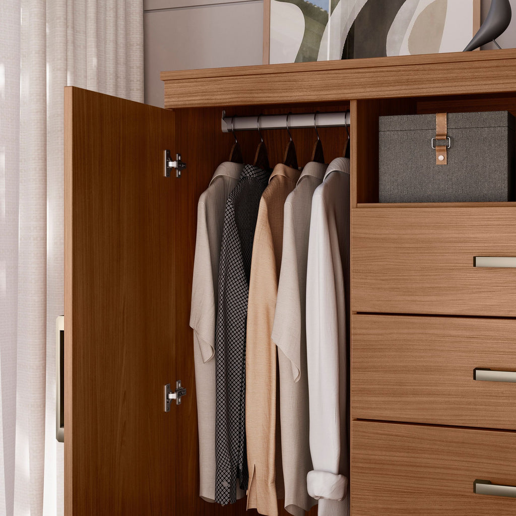 Cômoda para Quarto 2 Portas 4 Gavetas 1 Nicho Master Santos Andirá Marrom/Jatobá