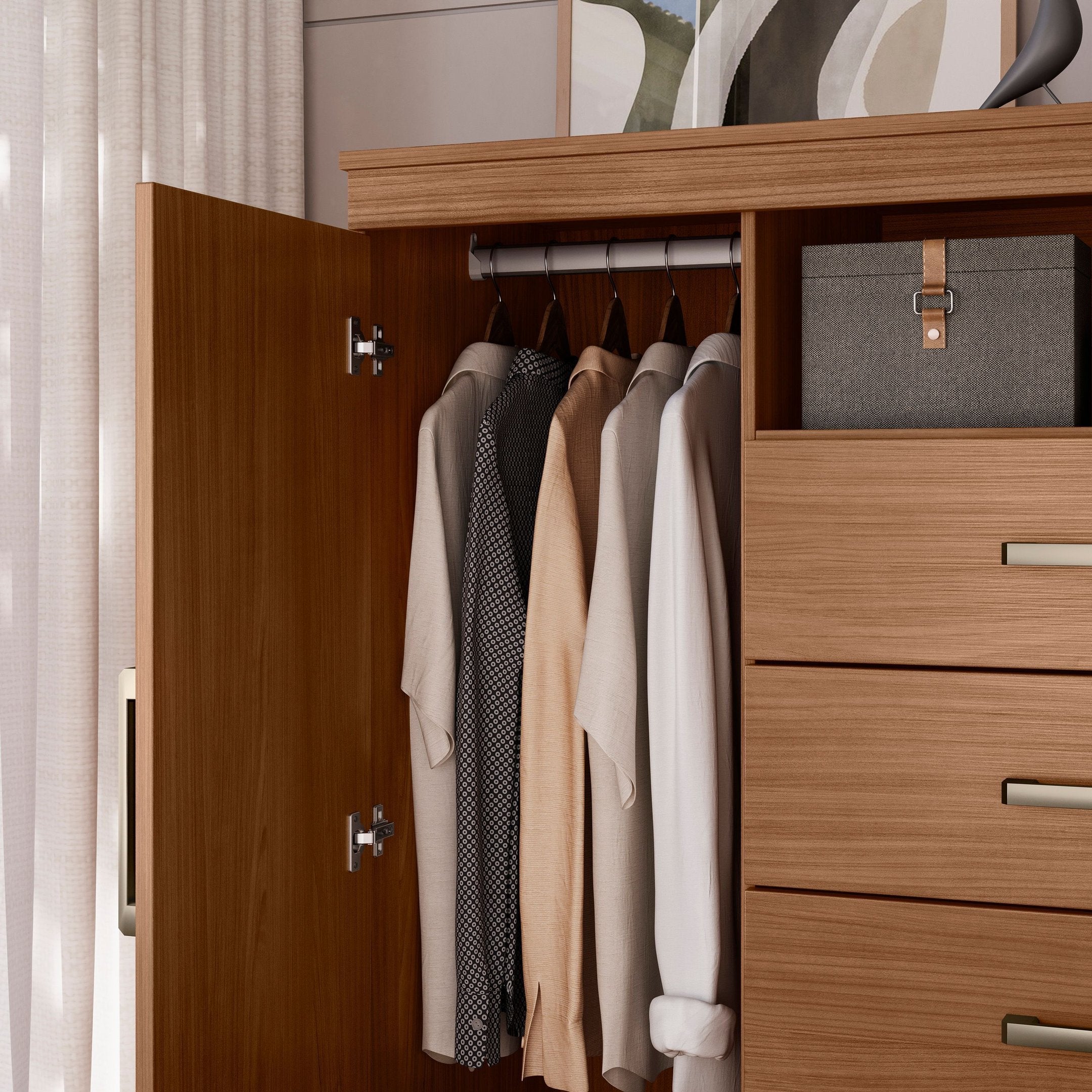Cômoda para Quarto 2 Portas 4 Gavetas 1 Nicho Master Santos Andirá Marrom/Jatobá