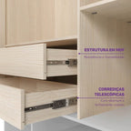 Quarto Completo Infantil Guarda-Roupa Curió, Bicama, Mesa, Estante e Petit Casatema MadeiraOriginals Branco/Mel