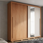 Guarda-Roupa Casal 2 Portas de Correr Ripado com Espelho Suburban Espresso Móveis MDF Freijó/Off White