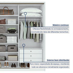 Guarda-Roupa Casal 3 Portas de Correr 6 Gavetas 270cm Spazio Yescasa 100% MDF Branco