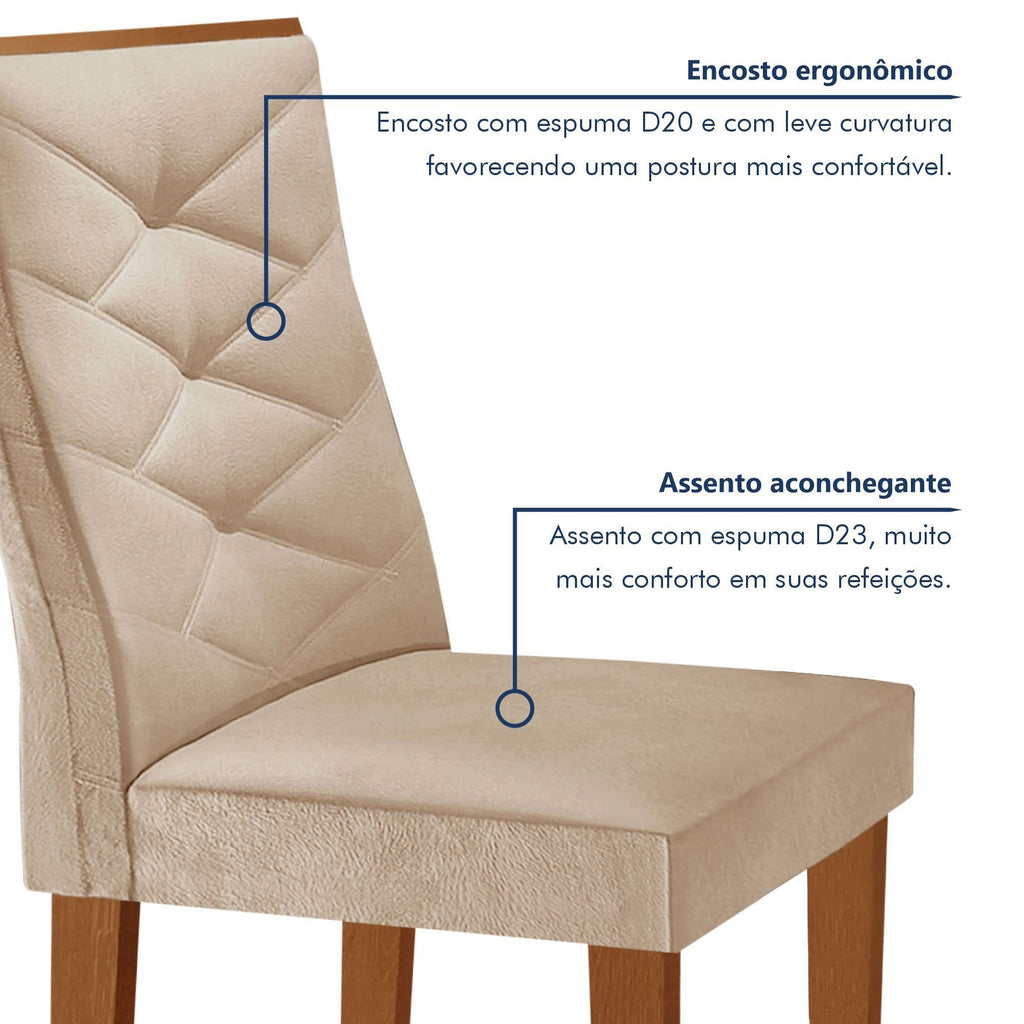 Conjunto Sala de Jantar Mesa Redonda Tampo MDF com 4 Cadeiras Barcelona Yescasa