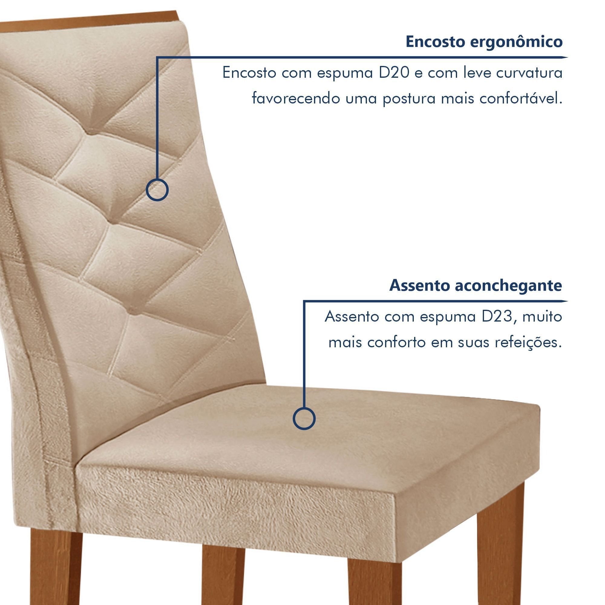 Conjunto Sala de Jantar Mesa Redonda Tampo MDF com 4 Cadeiras Barcelona Yescasa