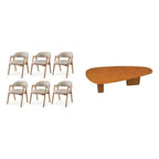Conjunto Mesa de Jantar Orgânica 200cm com Cadeiras Estofadas Gaia Yescasa Bege/Freijó