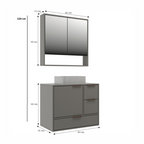 Conjunto Gabinete para Banheiro Yescasa Prime Modulado 801 80cm Cuba e Espelheira Cinza/Cimento