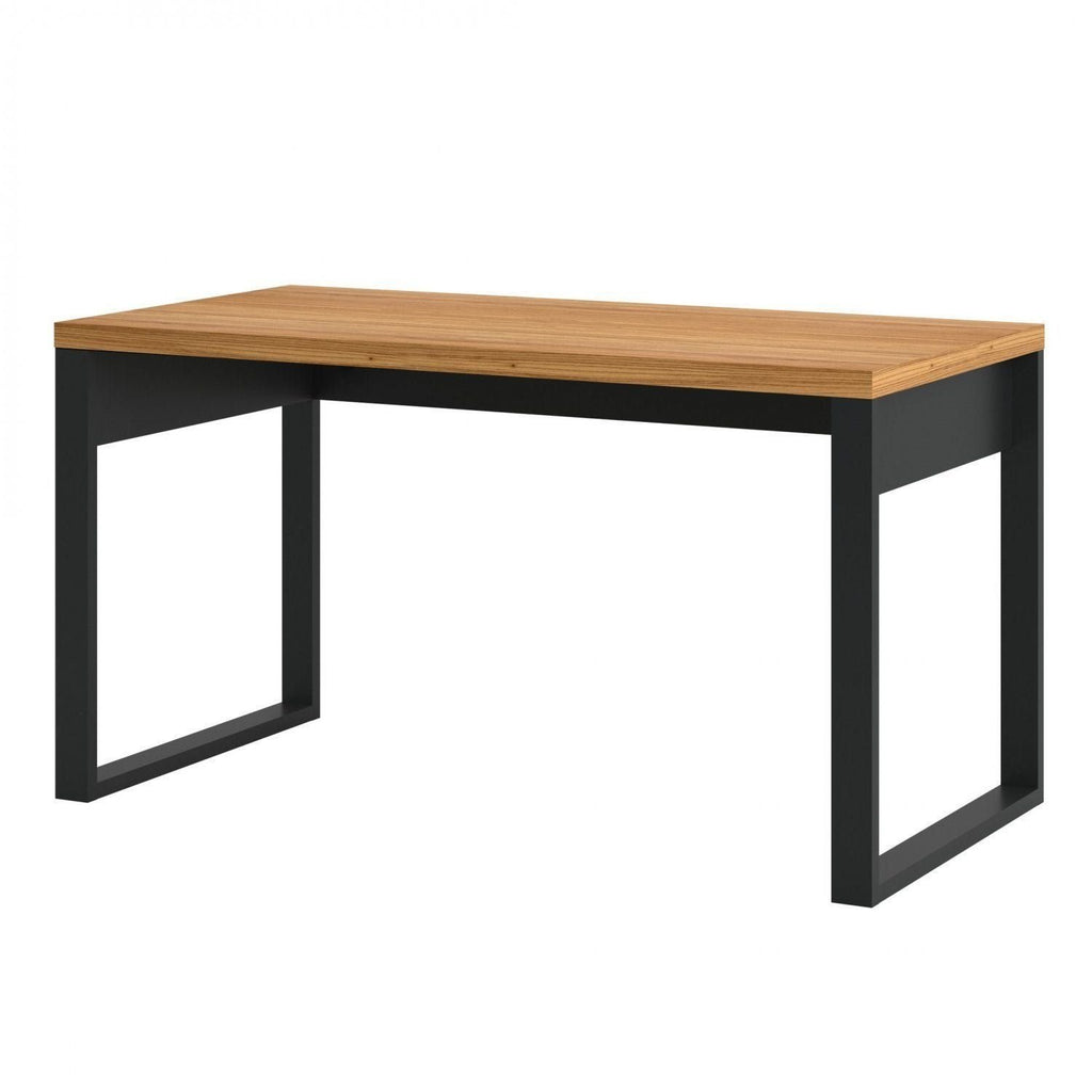 Escrivaninha Mesa Escritório Industrial 100% MDF 135cm Freijó/Preto Pradel