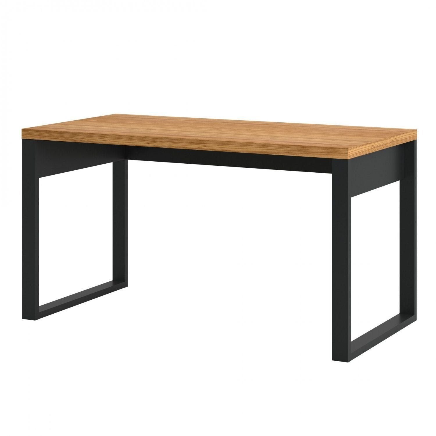 Escrivaninha Mesa Escritório Industrial 100% MDF 135cm Freijó/Preto Pradel