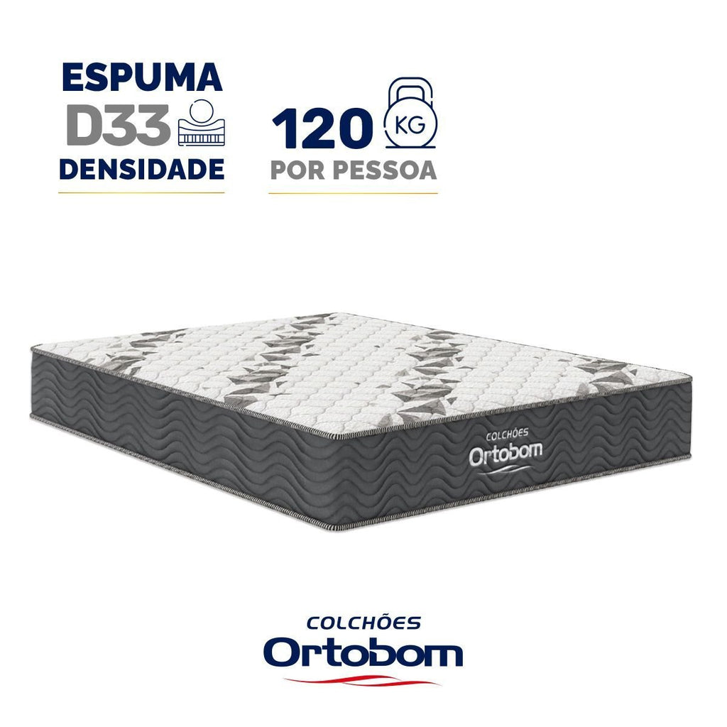 Colchão Casal Espuma D33 One Face Ortobom Airtech 100 Cinza 138x188x18cm