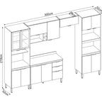 Cozinha Completa Modulada Firenze 05 Peças 14 Portas 2 Gavetas Demóbile Cinza/Avena/Grafito 330x219x52cm