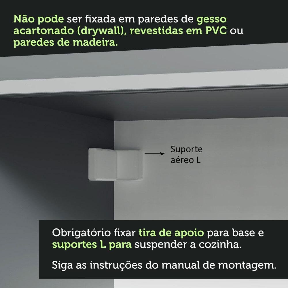 Armário de Cozinha Completa 240cm Suspenso Nice Madesa 05 Cinza