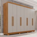 Guarda-Roupa Casal França 8 Portas 4 Gavetas Espresso Móveis Off White/Cinamomo