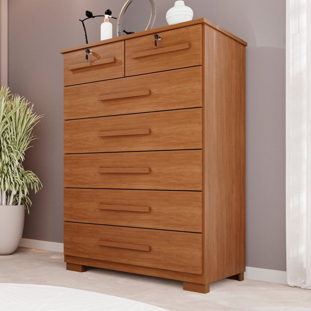 Cômoda para Quarto 7 Gavetas Topázio Espresso Móveis Marrom/Cinamomo