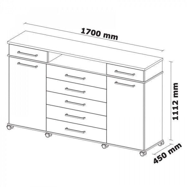Cômoda 2 Portas 7 Gavetas Paris Espresso Móveis Branco