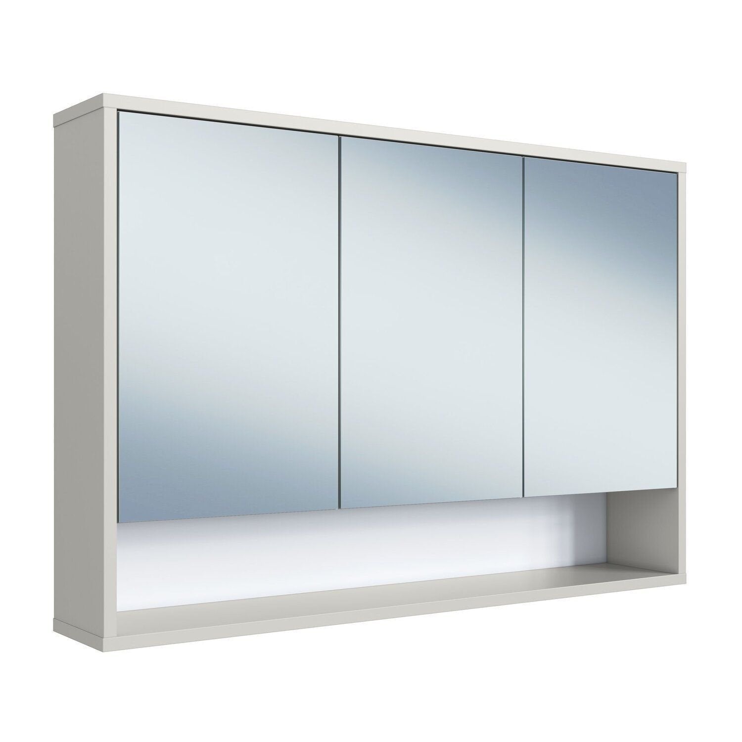 Armário Espelheira para Banheiro Bari Art in Móveis 3 Portas com Nicho 90cm Bege/Arenas