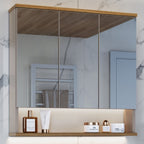 Armário Espelheira para Banheiro Athlone Estilare 3 Portas com Prateleira 76cm Bege/Nude