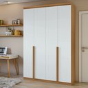 Guarda-Roupa Solteiro 4 Portas 2 Gavetas Alonzo Móveis Lopas 100% MDF 153.5cm Marrom Amêndoa Clean/Branco