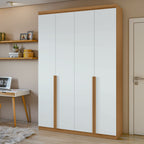 Guarda-Roupa Solteiro 4 Portas 2 Gavetas Alonzo Móveis Lopas 100% MDF 153.5cm Marrom Amêndoa Clean/Branco