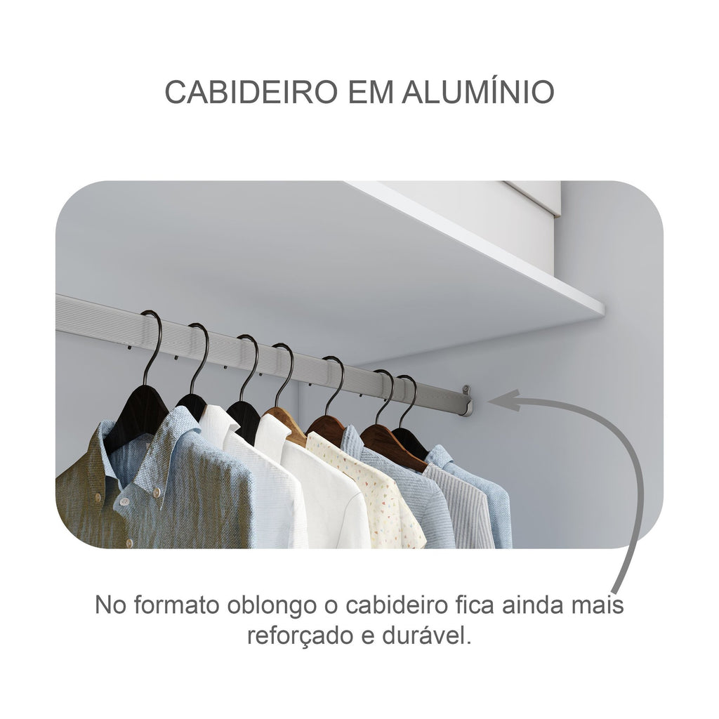Guarda-Roupa Solteiro 2 Portas com Espelho 3 Gavetas Toronto Novo Horizonte 100% MDF Branco