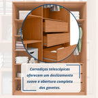Guarda-Roupa 4 Portas Reflecta 3 Gavetas 100% MDF Freijó New Reflex Caemmun