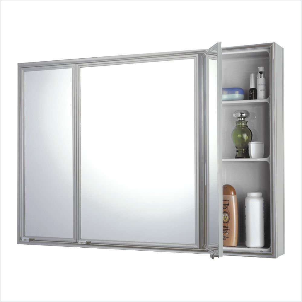 Espelheira para Banheiro Cris Metal Trio Silver 3 Portas 71cm x 48,5cm Prata